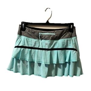 Lululemon Pace Setter‎ Skirt Sz 8 Aquamarine Ruffle Back Tennis Pickleball Skort